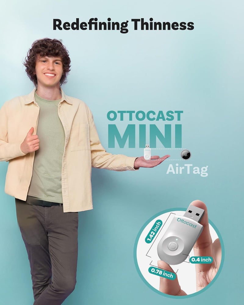 Ottocast محول Mini 2025 اللاسلكي CarPlay و Android Auto 2 في 1، توصيل وتشغيل، واي فاي 5GHz، اتصال تلقائي لـ iPhone و Android، يناسب 98%+ من سيارات CarPlay السلكية الأصلية - Image 4